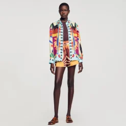 Femme SANDRO Chemise En Soie Imprimée