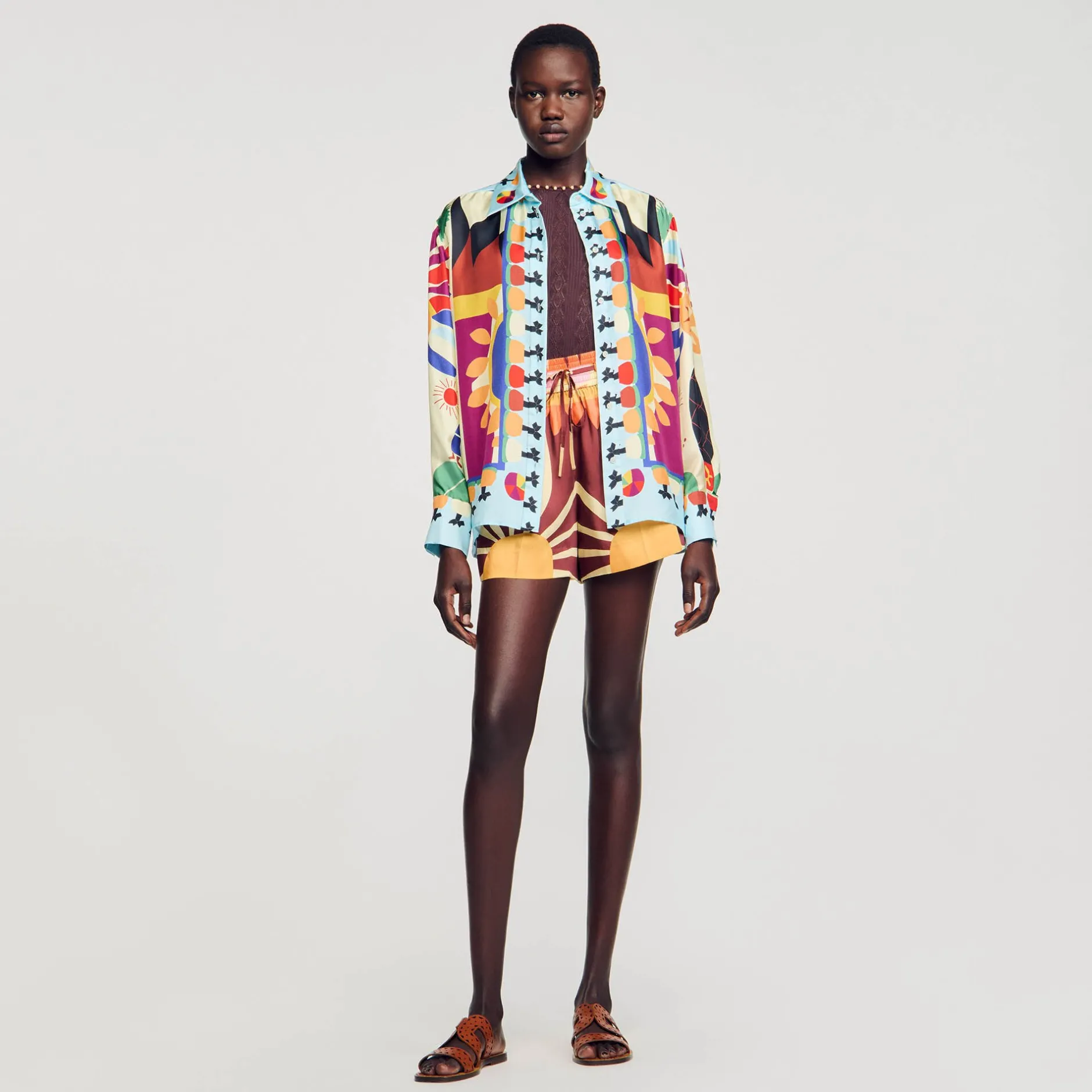 Femme SANDRO Chemise En Soie Imprimée