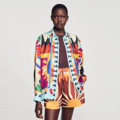 Femme SANDRO Chemise En Soie Imprimée
