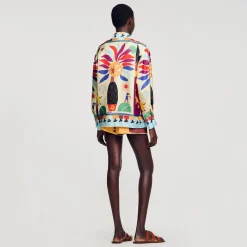 Femme SANDRO Chemise En Soie Imprimée