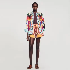 Femme SANDRO Chemise En Soie Imprimée