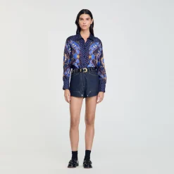 Femme SANDRO Chemise En Soie Imprimée