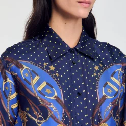 Femme SANDRO Chemise En Soie Imprimée