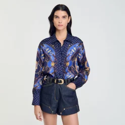 Femme SANDRO Chemise En Soie Imprimée