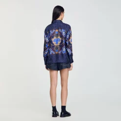 Femme SANDRO Chemise En Soie Imprimée