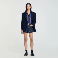 Femme SANDRO Chemise En Soie Imprimée