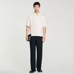 Homme SANDRO Chemise Fluide à Col Zippé