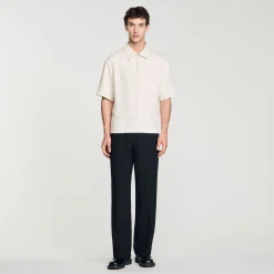 Homme SANDRO Chemise Fluide à Col Zippé