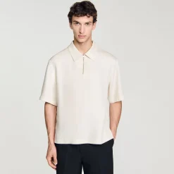 Homme SANDRO Chemise Fluide à Col Zippé
