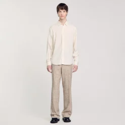 Homme SANDRO Chemise Fluide à Manches Longues