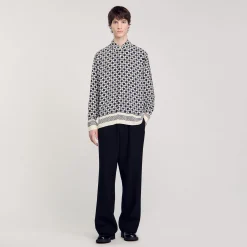 Homme SANDRO Chemise Fluide Imprimé Square Cross