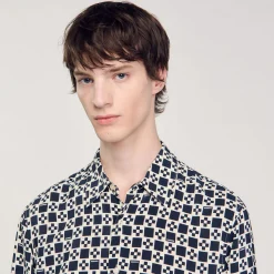 Homme SANDRO Chemise Fluide Imprimé Square Cross