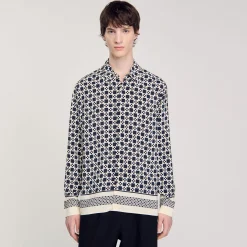 Homme SANDRO Chemise Fluide Imprimé Square Cross