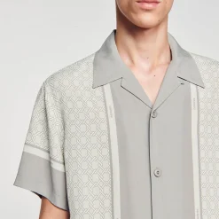 Homme SANDRO Chemise Imprimée à Manches Courtes
