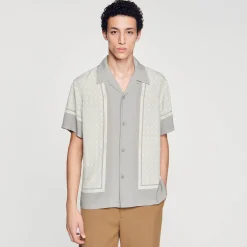 Homme SANDRO Chemise Imprimée à Manches Courtes