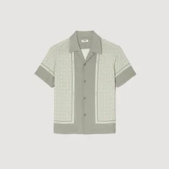 Homme SANDRO Chemise Imprimée à Manches Courtes