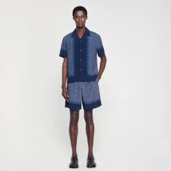 Homme SANDRO Chemise Imprimée à Manches Courtes