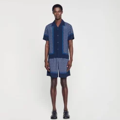 Homme SANDRO Chemise Imprimée à Manches Courtes