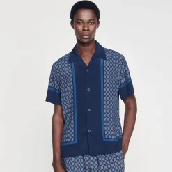 Homme SANDRO Chemise Imprimée à Manches Courtes