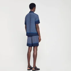 Homme SANDRO Chemise Imprimée à Manches Courtes