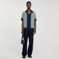 Homme SANDRO Chemise Imprimée à Manches Courtes