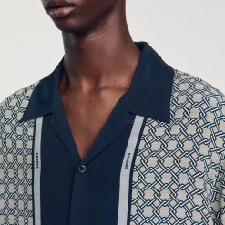 Homme SANDRO Chemise Imprimée à Manches Courtes