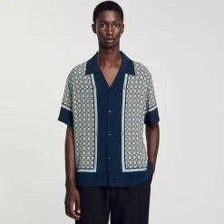 Homme SANDRO Chemise Imprimée à Manches Courtes