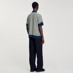 Homme SANDRO Chemise Imprimée à Manches Courtes