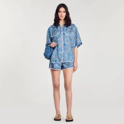 Femme SANDRO Chemise Large En Soie à Imprimé Fleuri