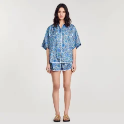 Femme SANDRO Chemise Large En Soie à Imprimé Fleuri