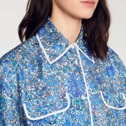 Femme SANDRO Chemise Large En Soie à Imprimé Fleuri