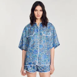 Femme SANDRO Chemise Large En Soie à Imprimé Fleuri