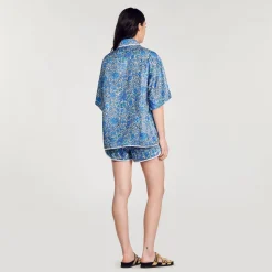 Femme SANDRO Chemise Large En Soie à Imprimé Fleuri