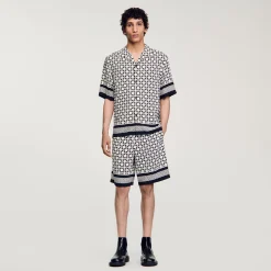 Homme SANDRO Chemise Manches Courtes Square Cross
