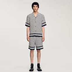 Homme SANDRO Chemise Manches Courtes Square Cross
