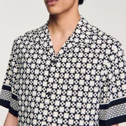 Homme SANDRO Chemise Manches Courtes Square Cross