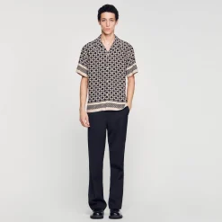 Homme SANDRO Chemise Manches Courtes Square Cross