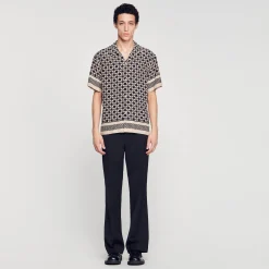 Homme SANDRO Chemise Manches Courtes Square Cross