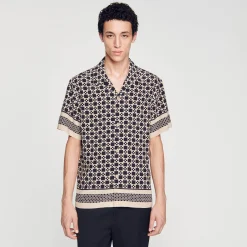 Homme SANDRO Chemise Manches Courtes Square Cross
