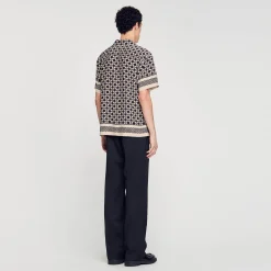 Homme SANDRO Chemise Manches Courtes Square Cross