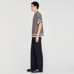 Homme SANDRO Chemise Manches Courtes Square Cross