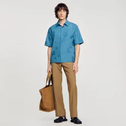 Homme SANDRO Chemise Oversize Jacquard Fleurs