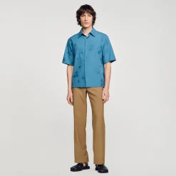 Homme SANDRO Chemise Oversize Jacquard Fleurs