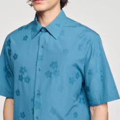 Homme SANDRO Chemise Oversize Jacquard Fleurs
