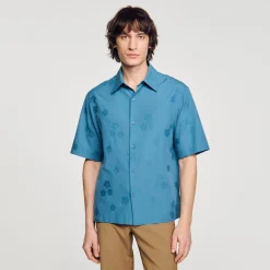 Homme SANDRO Chemise Oversize Jacquard Fleurs