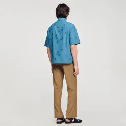 Homme SANDRO Chemise Oversize Jacquard Fleurs