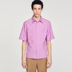 Homme SANDRO Chemise Oversize Jacquard Fleurs