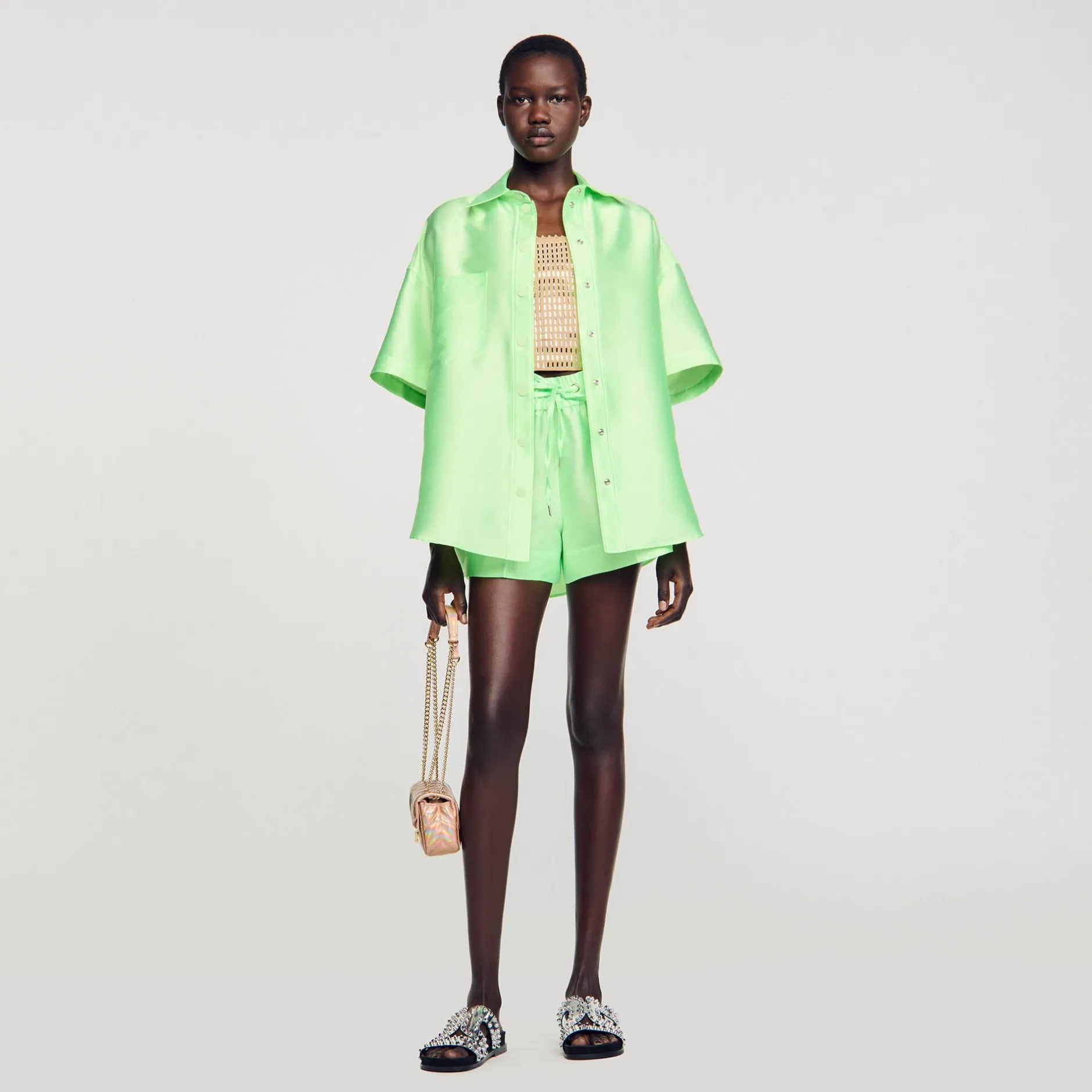 Femme SANDRO Chemise Oversized Satinée