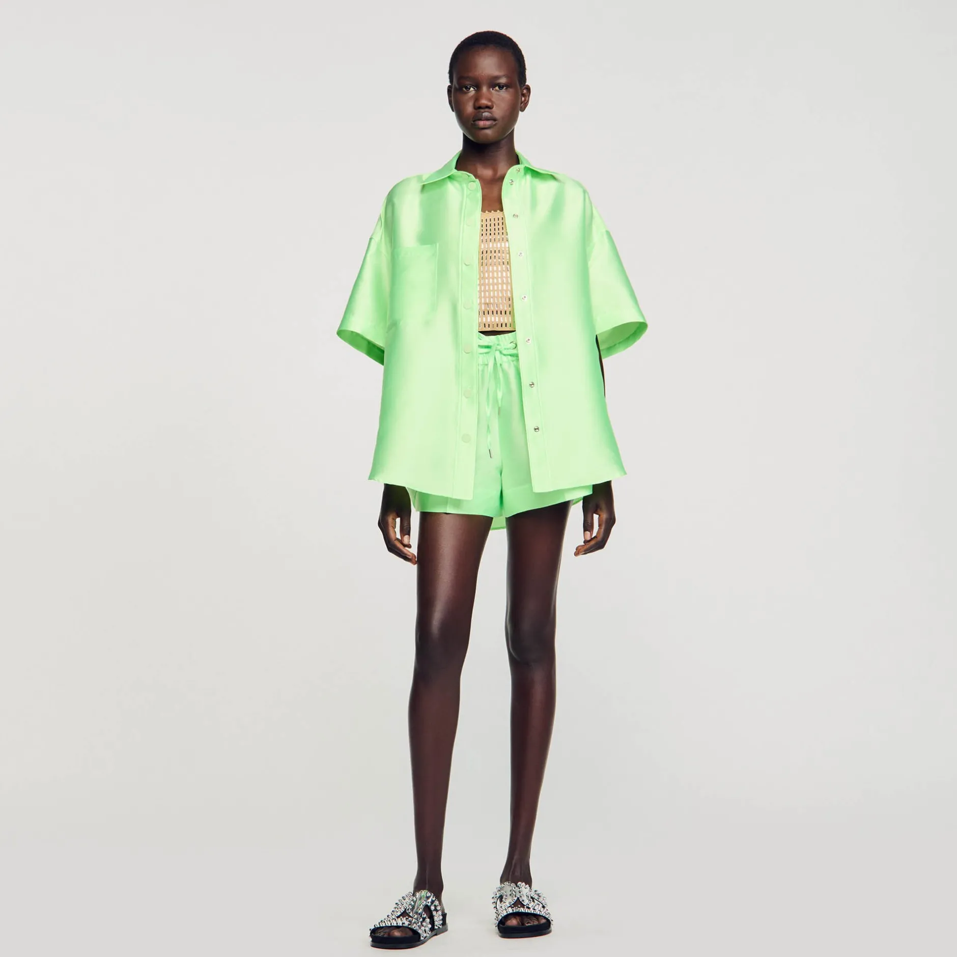 Femme SANDRO Chemise Oversized Satinée