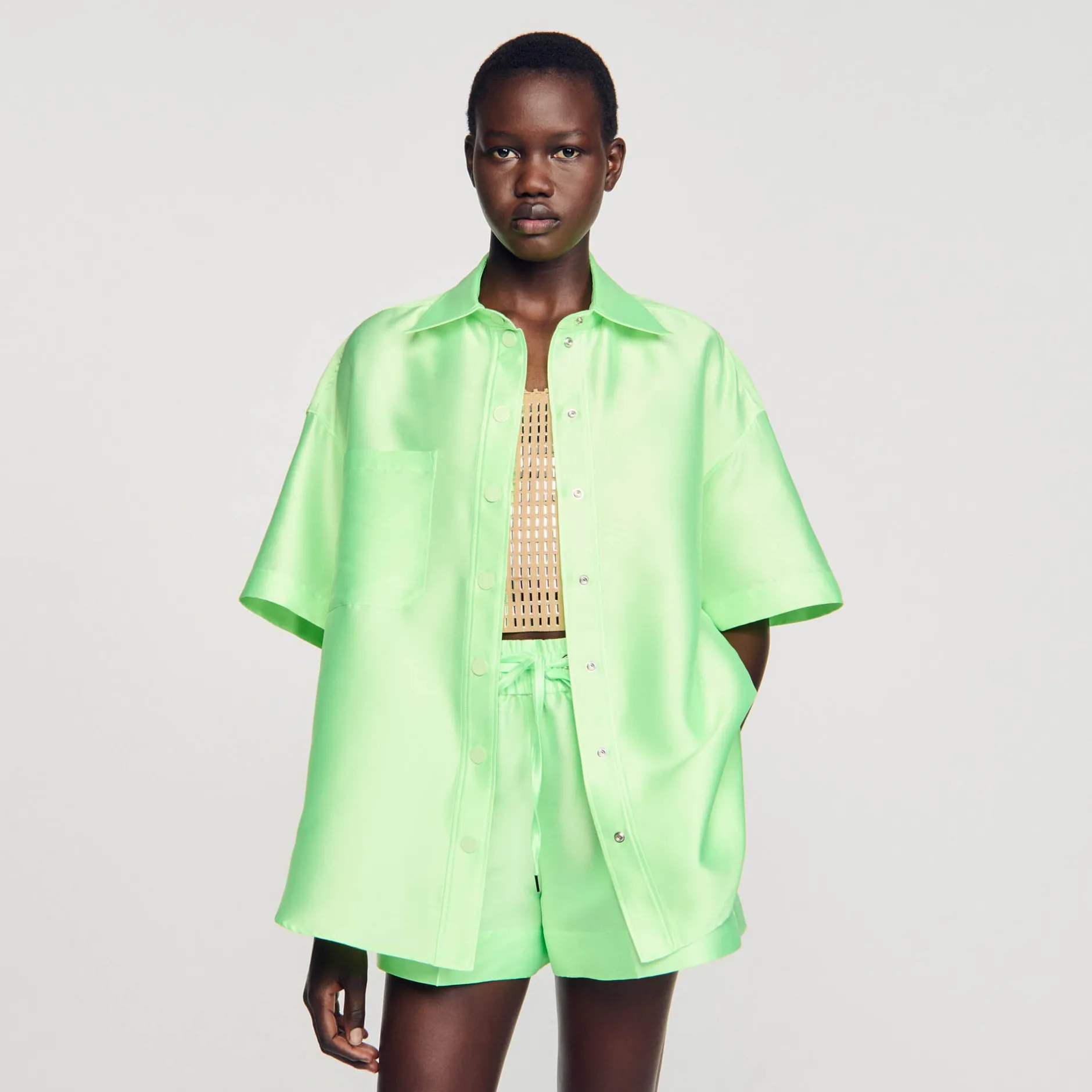 Femme SANDRO Chemise Oversized Satinée